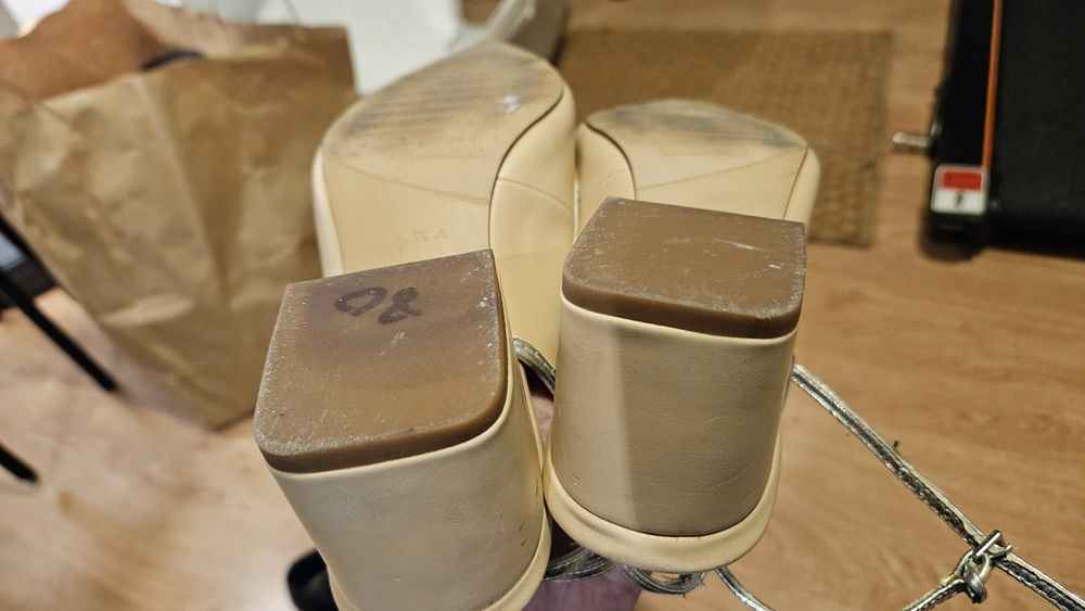 Buty Zara na niewysokim obcasie półbuty beżowy czarny rozmiar 37