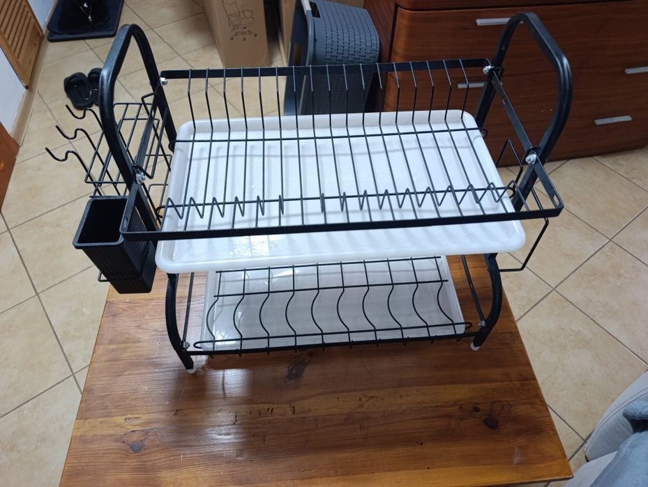 Suszarka do naczyń Stojąca Dwupoziomowa Czarna