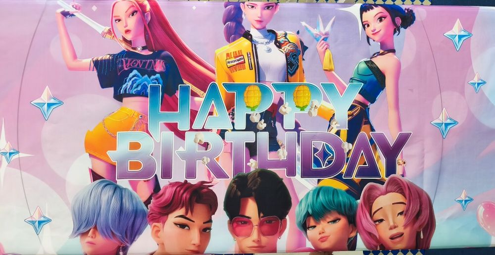 Kit de decoração para festa de aniversário com o tema Guerreiras K-pop (usado)