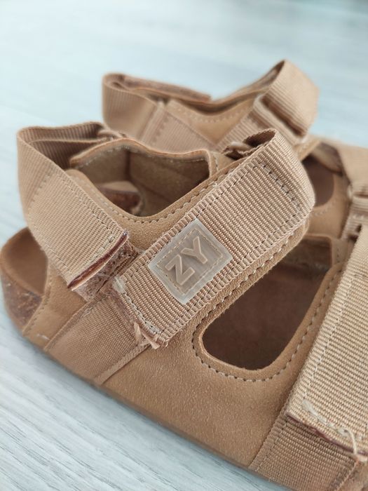 Sandálias de pele para bebé menino, Camel, 26