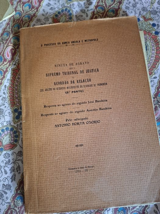 Livro de advogado Horta Osório sobre caso Alves dos Reis Banco de Angola