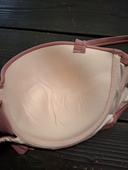 Shade shore damski 80D biustonosz bikini różowy prążkowany push up letni