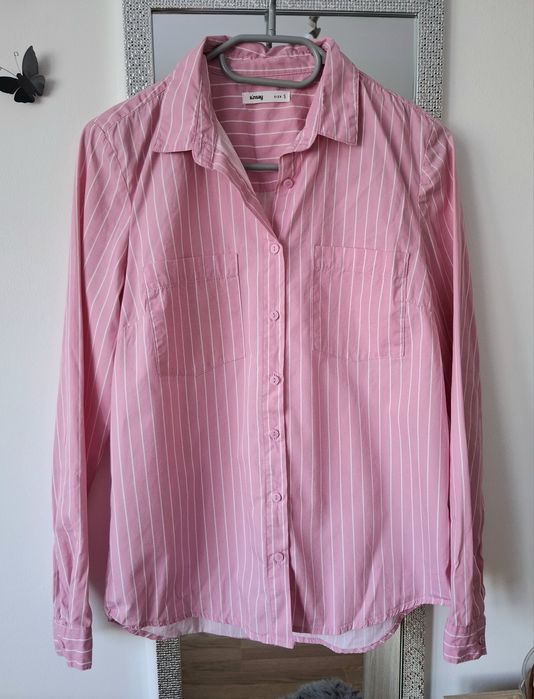 Różowa koszula w paski S