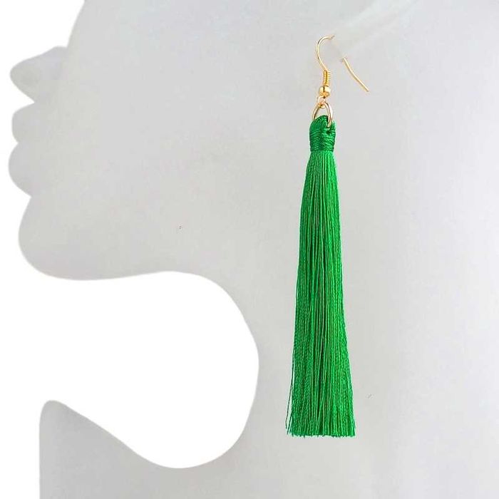 Wyprzedaż Kolczyki zielone frędzle 10 cm