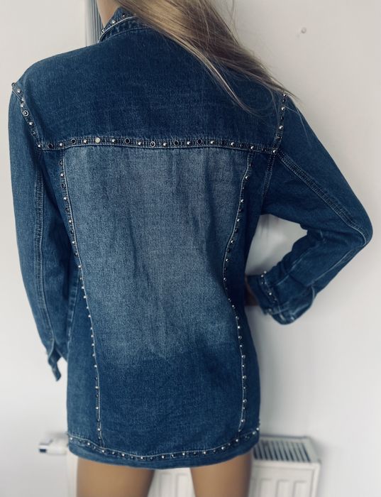 MISSGUIDED długa kurtka jeansowa 34 XS bluza katana