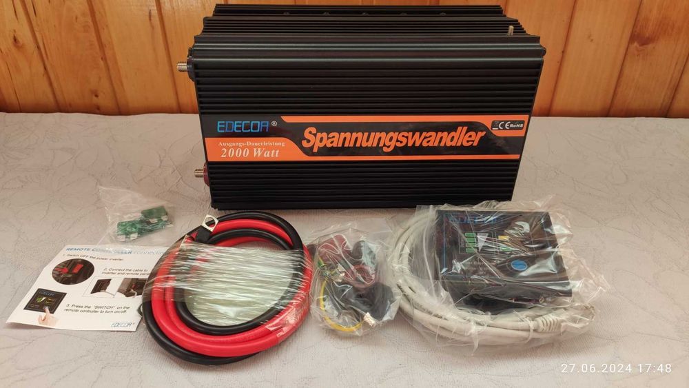 Перетворювач струму (інвертор) EDECOA® DPM20, 2000W, 24V
