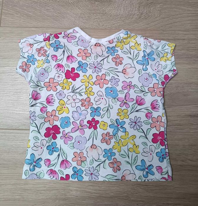 Koszulka krótki rękaw t-shirt kwiaty 'Primark' 62