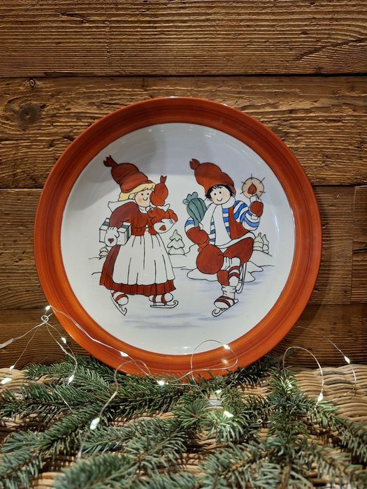 Świąteczna patera vintage, ręcznie malowana