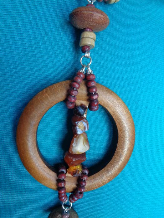 подар намисто 60см підвіс 16см нат бурштин дерево ручн роб