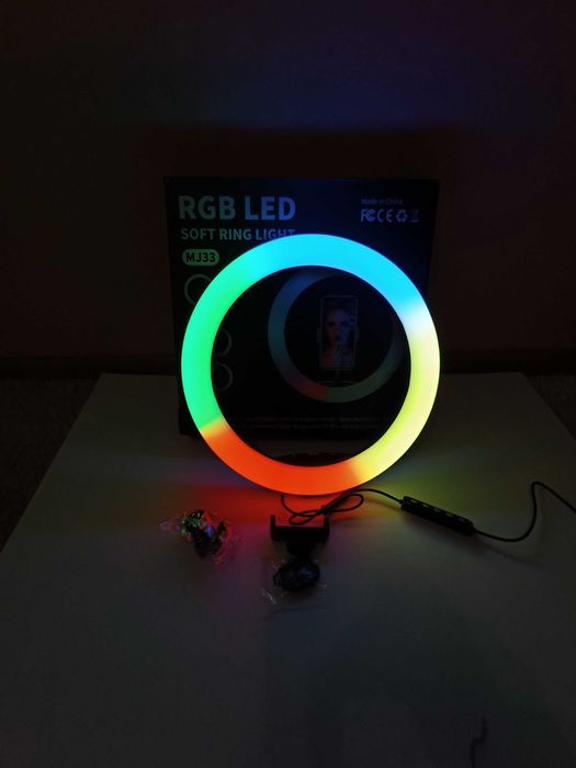 Кольорова кільцева лампа 30 см, зі штативом 2 метри