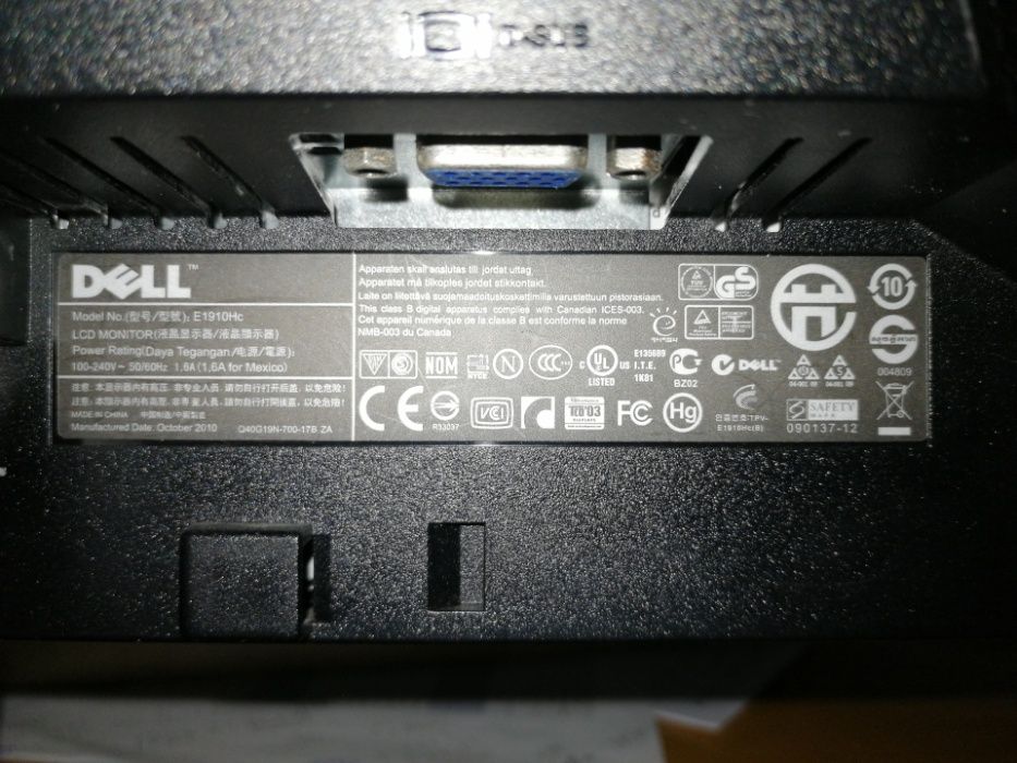 Monitor Dell 18,5" Widescreen E1910Hc