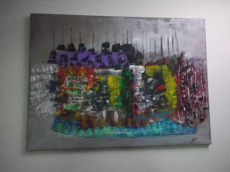 Duży obraz abstrakcyjny pt ,Bitwa 1410 r,