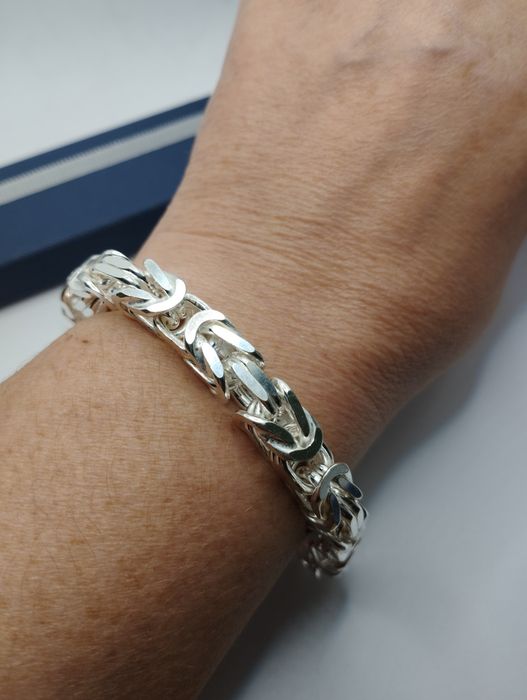 Srebrna bransoletka, splot królewski, próba 925, długość 23 cm