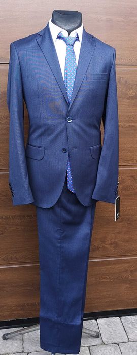NOWY Garnitur Męski dwuczęściowy Łódź S,M,L,XL,XXL - Granatowy