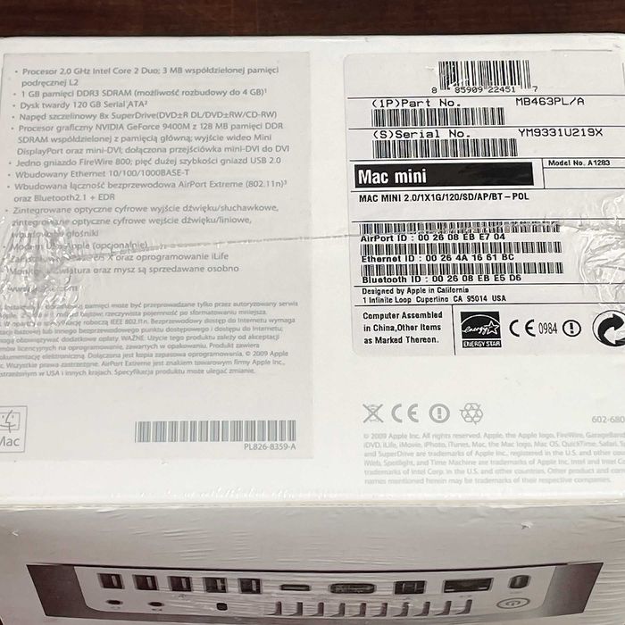 Mac mini 2.0 GHz Intel Core 2 Duo A1283 2009 new in box