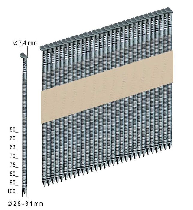 Цвях рейковий по дереву 3,1/90 мм кут 34 градуси (3000 тис шт.)