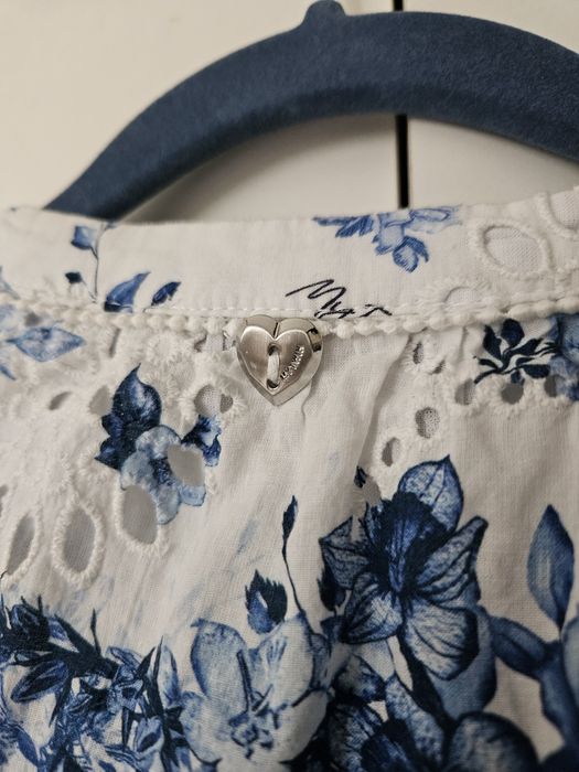 Biała niebieska sukienka My Twin boho kwiaty