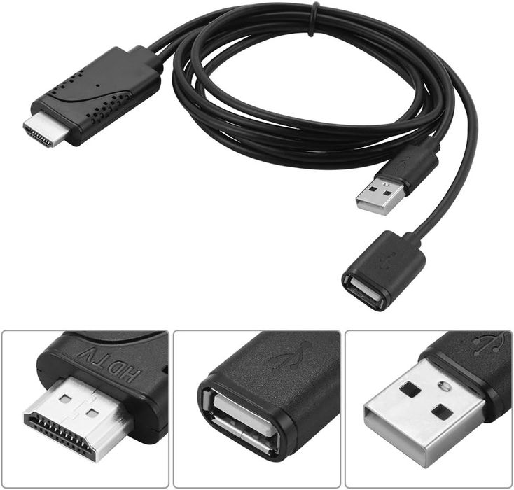Adapter HDMI Do Telefonu iPhone Android 1080P USB Lightning USB C Micro USB