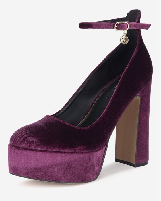 Platformy fiolet 13 cm nowe aksamitne piekne 38