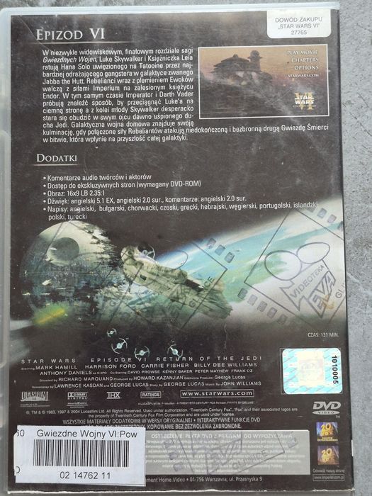 Gwiezdne Wojny: Powrót Jedi DVD (Część VI) PL – Porysowana / Działa!
