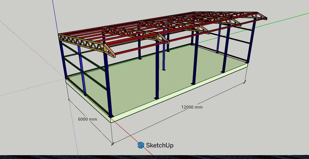 Nowość - Konstrukcja Wiata 6x12 H3 - Bez zgłoszenia - Ocynk - Moduł 4m