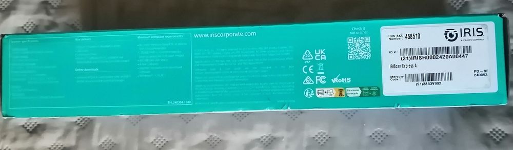 Scanner Portátil IRIS Express 4- novo, 3 anos de garantia