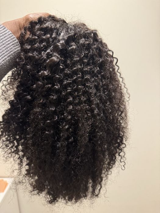 Peruca cacheada cabelo humano indiano, 4x4, tamanho 18