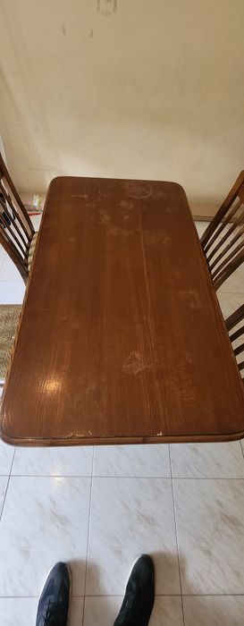 Conjunto Mesa de Jantar Rustica Madeira Macisa + 4 Cadeiras