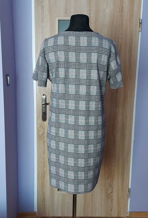 Sukienka, krata, guziki, Esmara, L