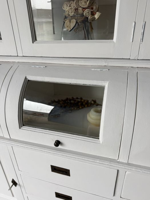 DUŻY XXL Biały drewniany kredens retro vintage bufet rustykalny