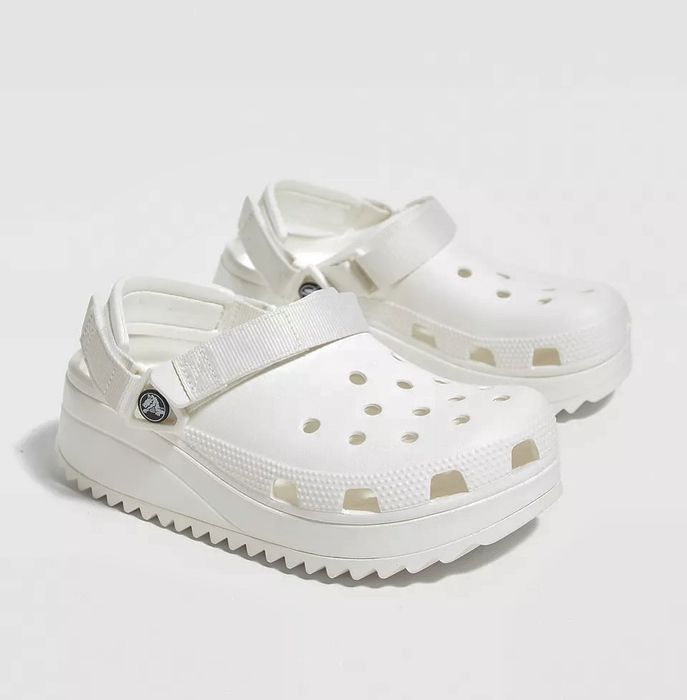 Оригінал crocs hiker white citrus black жіночі крокси на платформі