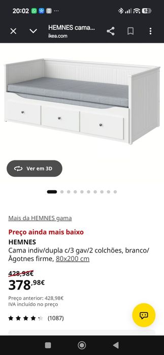 Cama ikea  com estrados e colchões