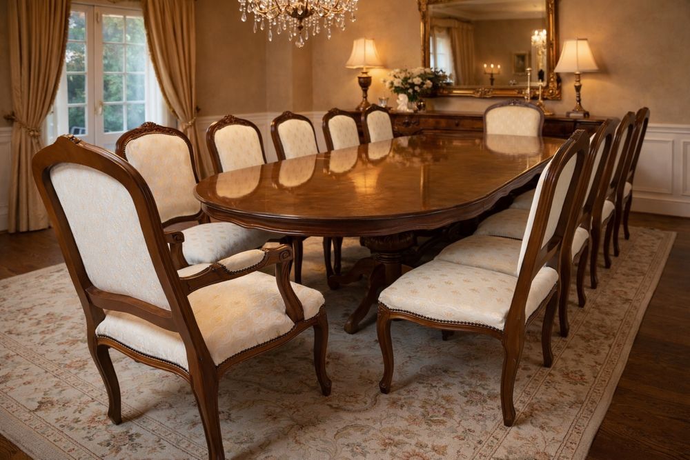 Włoski Zestaw 300 cm stoł 12 krzeseł meble stylowe ludwik włoskie rokoko Jak Nowy Komplet