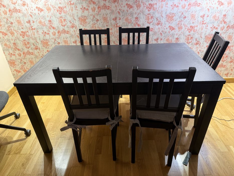 Mesa 6 cadeiras madeira ikea