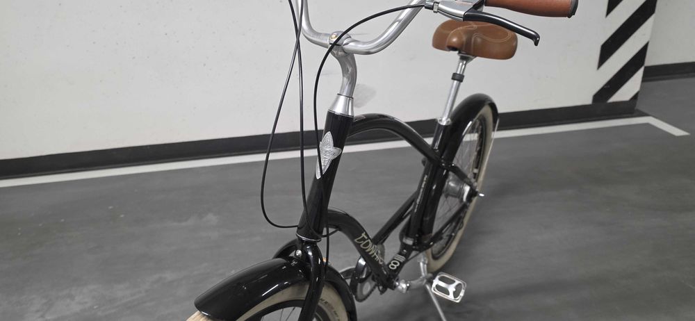 ROWER ELECTRA TOWNIE 8 męski czarny elementy skórzane