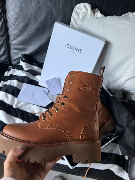 Botki trapery celine 37 skora bydleca