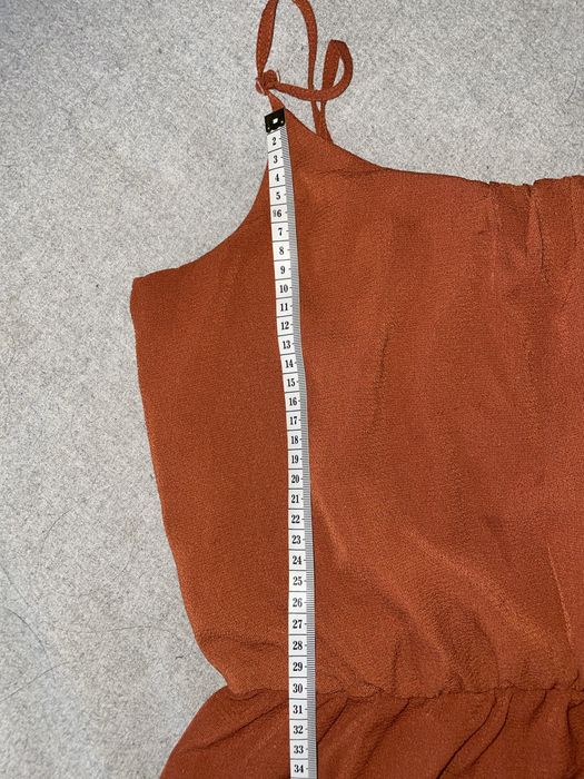 Vestido comprido cor de ferrugem/laranja queimado