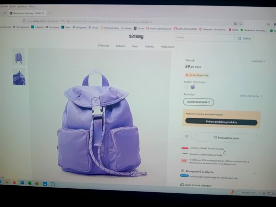 Plecak fioletowy jak nowy