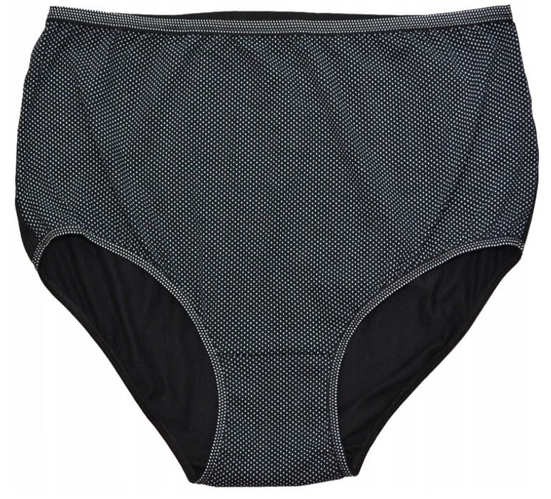 Majtki wysoki stan, kropki, bawełna, Plus Size 58-64 , biodra do 170cm