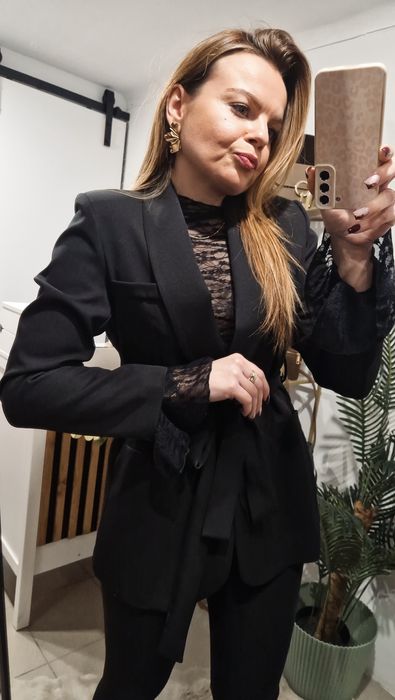 Elegancki zestaw marynarka i bluzka koronka Varlesca chicaca XS S M L