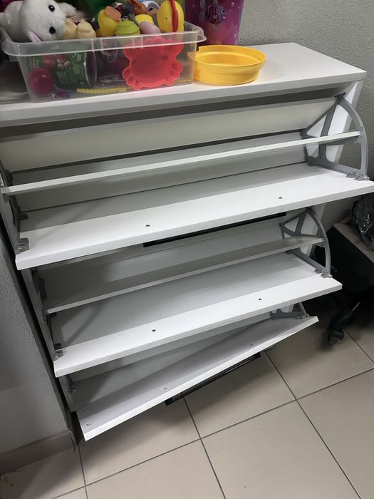 Комод / тумба для взуття, білий + графітові ручки