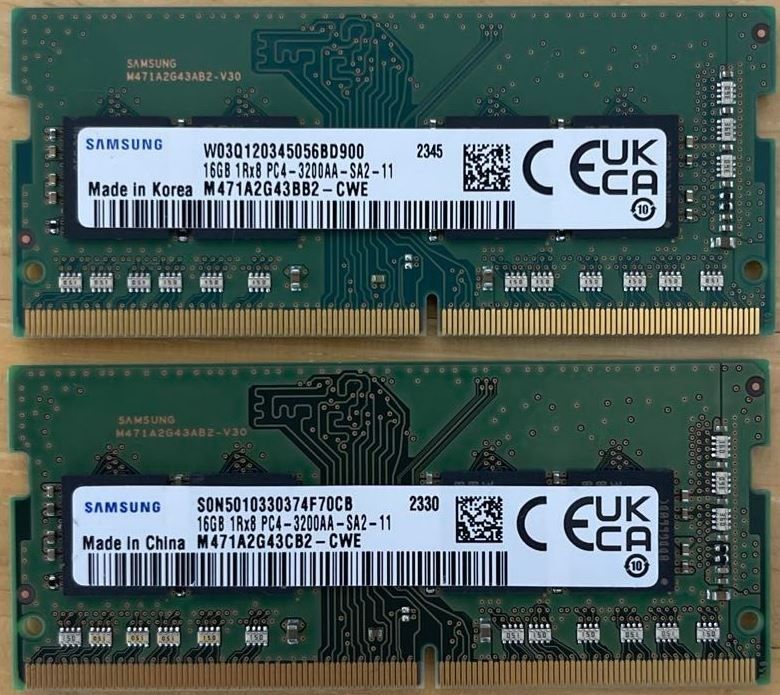 Samsung 32 GB (2×16 GB) DDR4 SO-DIMM 3200 MHz для ноутбука