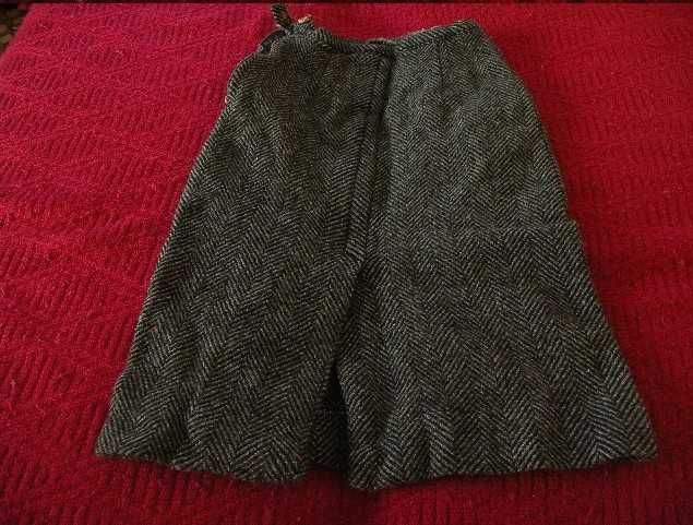 Spódnica ciepła szara ołówkowa paski zimowa Vintage 32 XXS Hand made