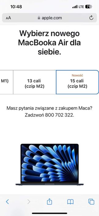 Apple laptop Mac Book Air 15 stan idealny