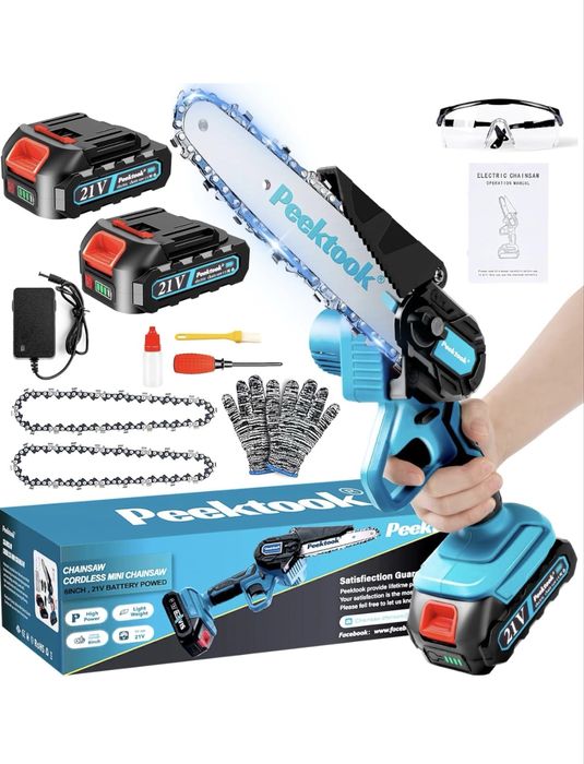 Mini motoserra com duas baterias