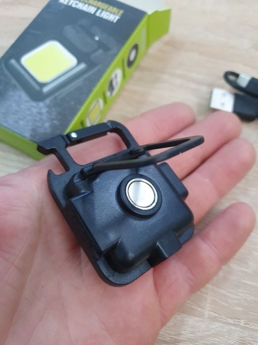 Акумуляторний міні ліхтарик LED 4 режими, карабін, магніт, брелок