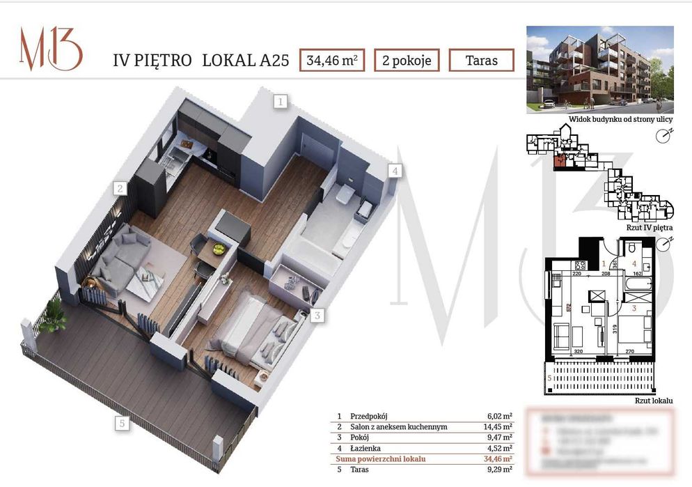 2-pokojowy apartement z tarasem w centrum Gliwic