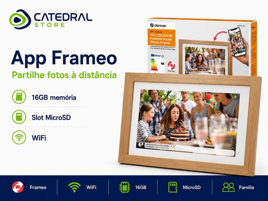 Moldura Digital FRAMEO 10.1" Denver Madeira Carvalho