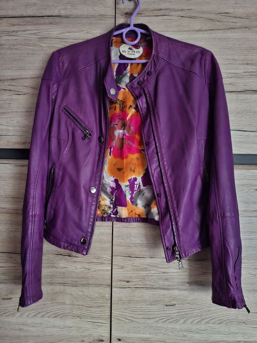 Kurtka skórzana ETRO Milano vintage | skóra jagnięca + jedwab | Made i