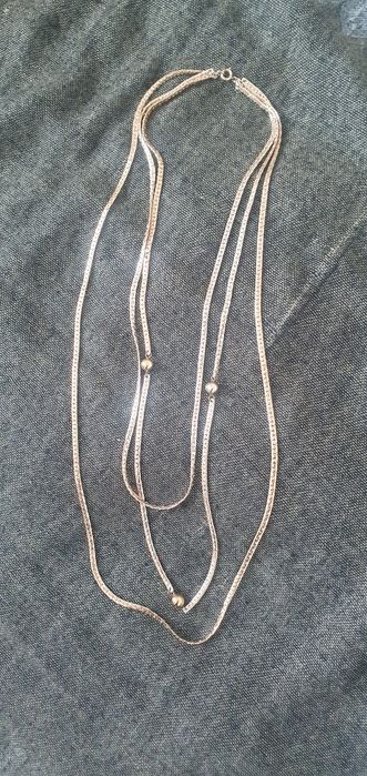 Pozłacany potrójny łańcuszek z kulkami